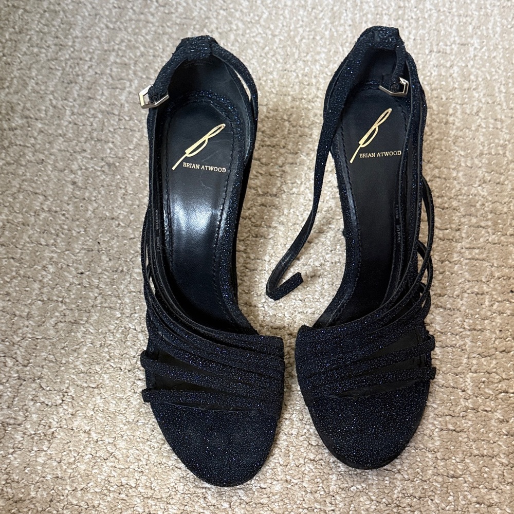 Brian Atwood Glittering Black Heels